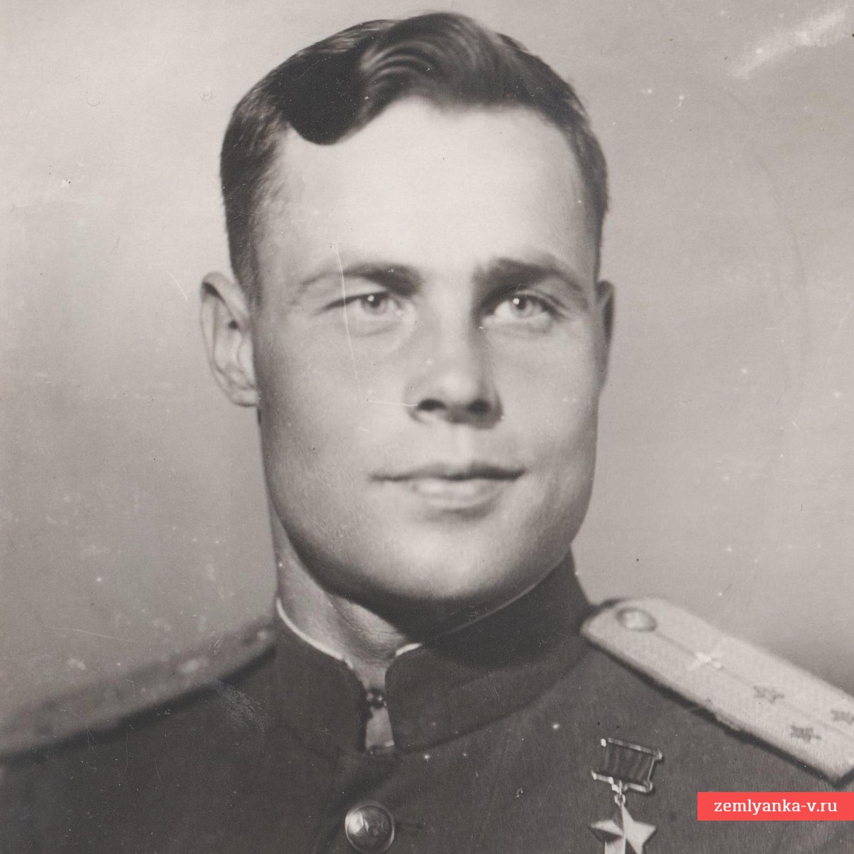 Photo of the Hero of the Soviet Union, Senior Lieutenant of the Red Army Air Force V.K. Likhachev