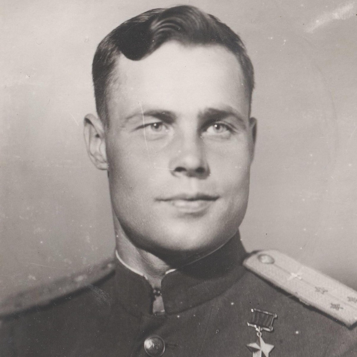 Photo of the Hero of the Soviet Union, Senior Lieutenant of the Red Army Air Force V.K. Likhachev