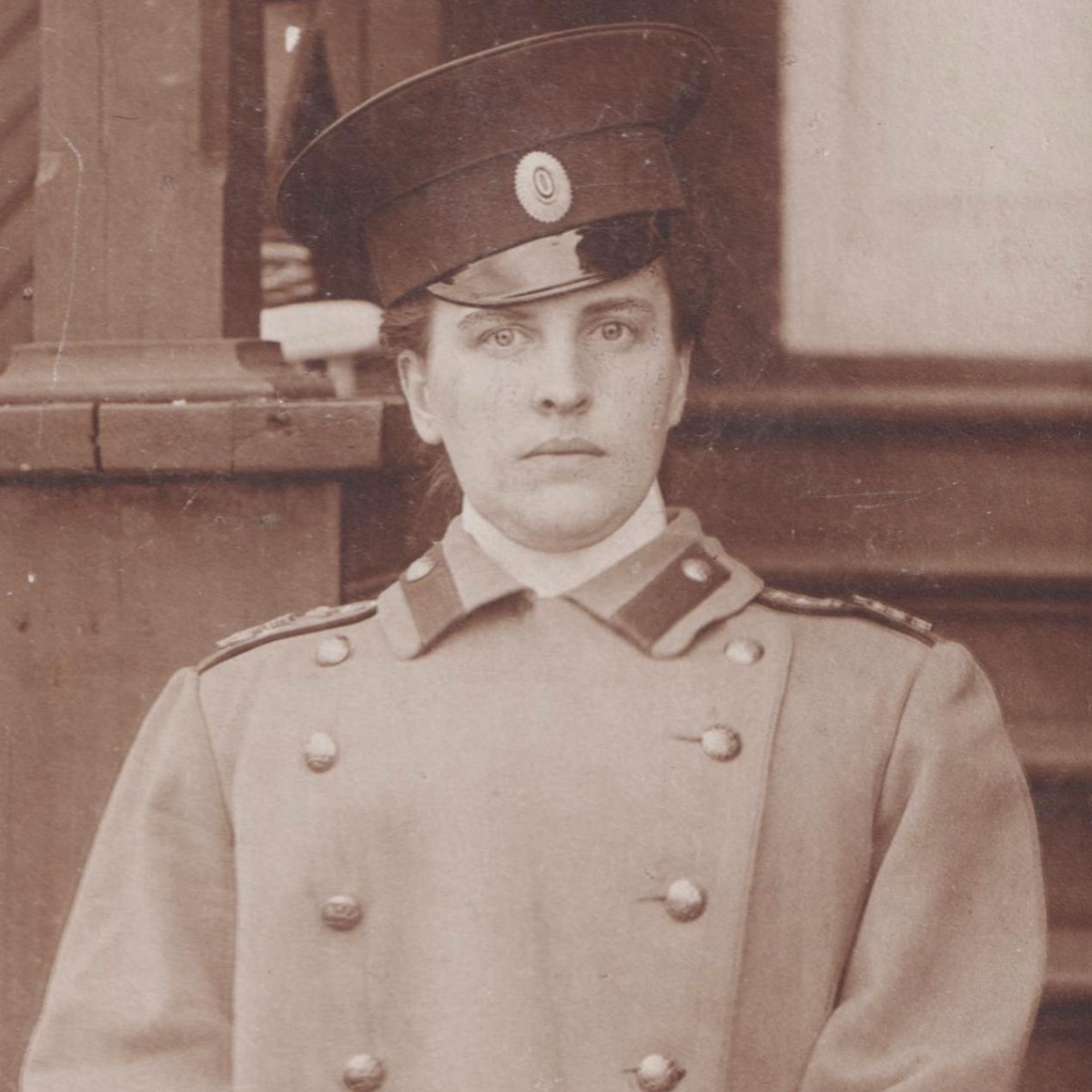 Photo of a girl in the uniform of an officer of one of the Guards regiments RIA
