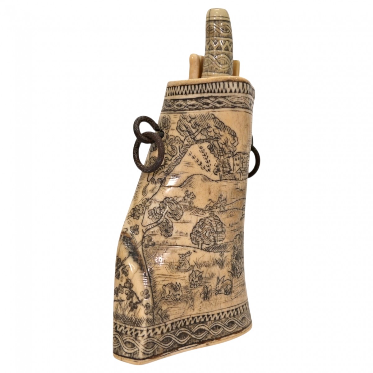 17th century Bone Hunting Powder Horn
