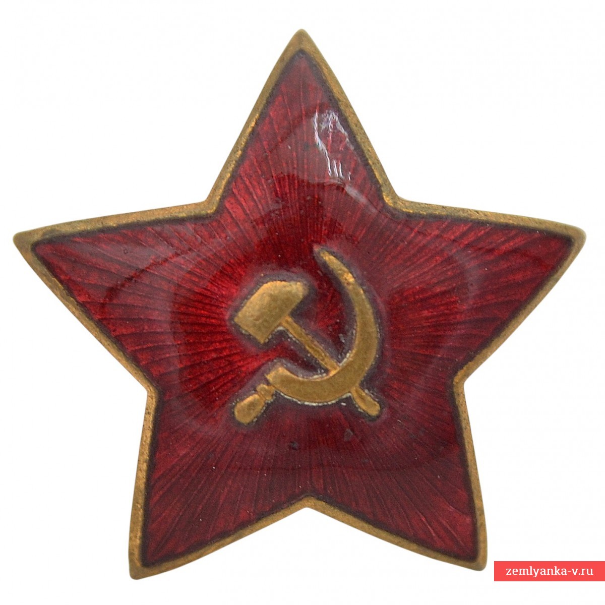 A rare curved 35 mm star on a Red Army cap or budenovka