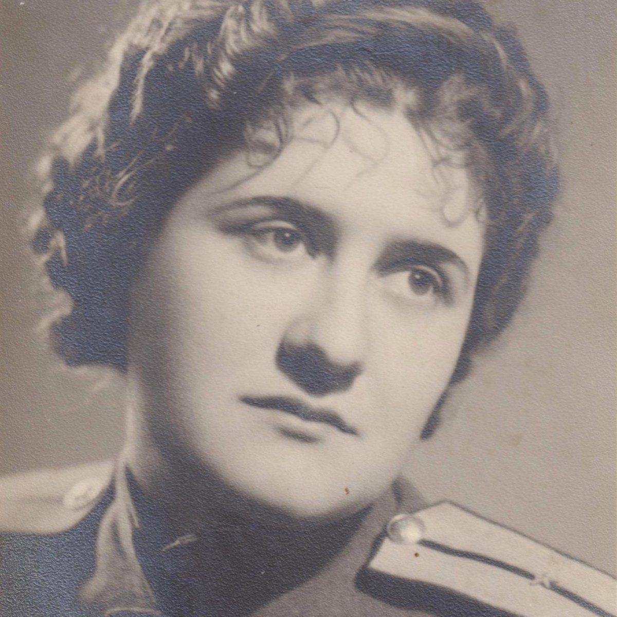 Portrait photo of a girl, a junior lieutenant of the Red Army, 1945.