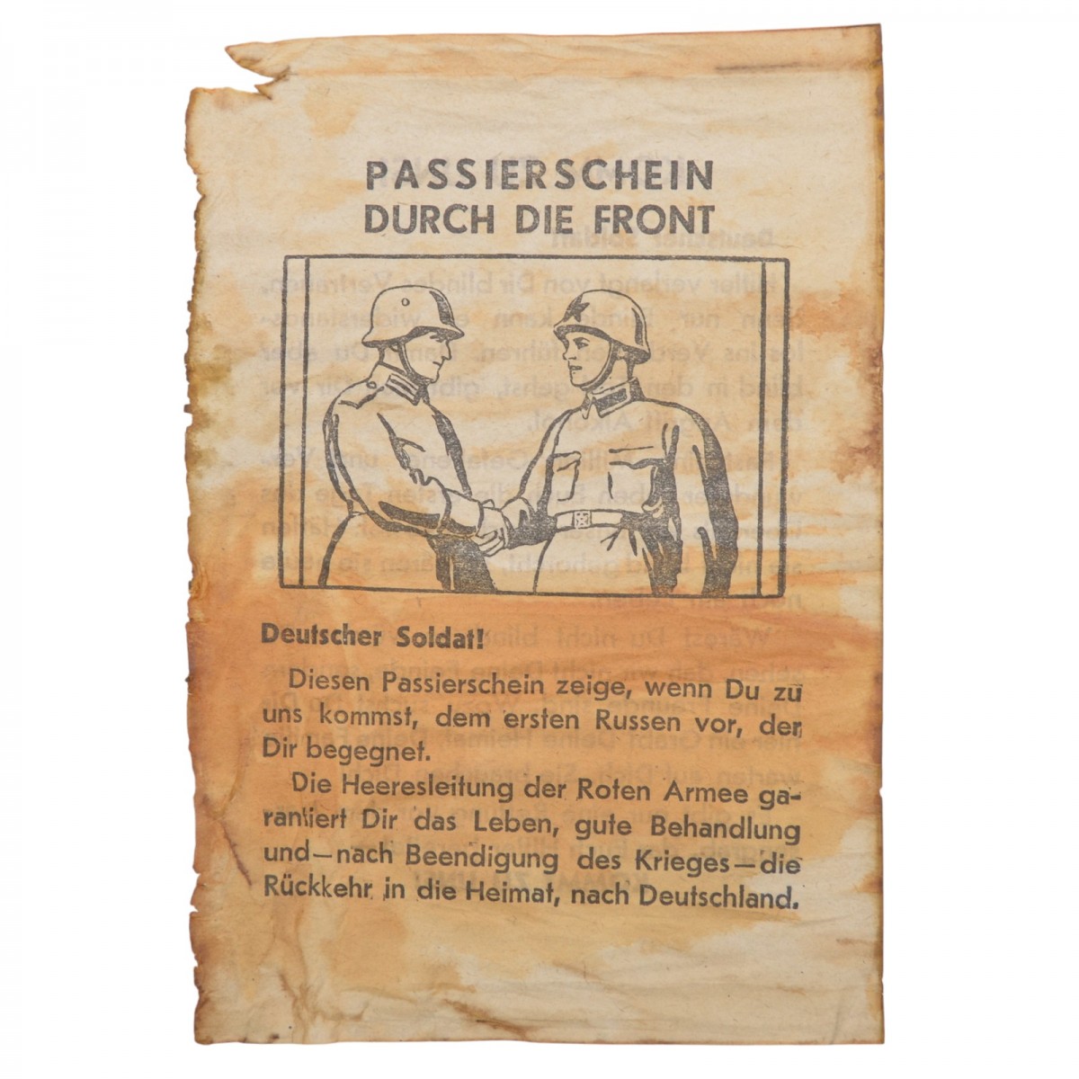 Soviet propaganda leaflet "A pass through the front", 1941