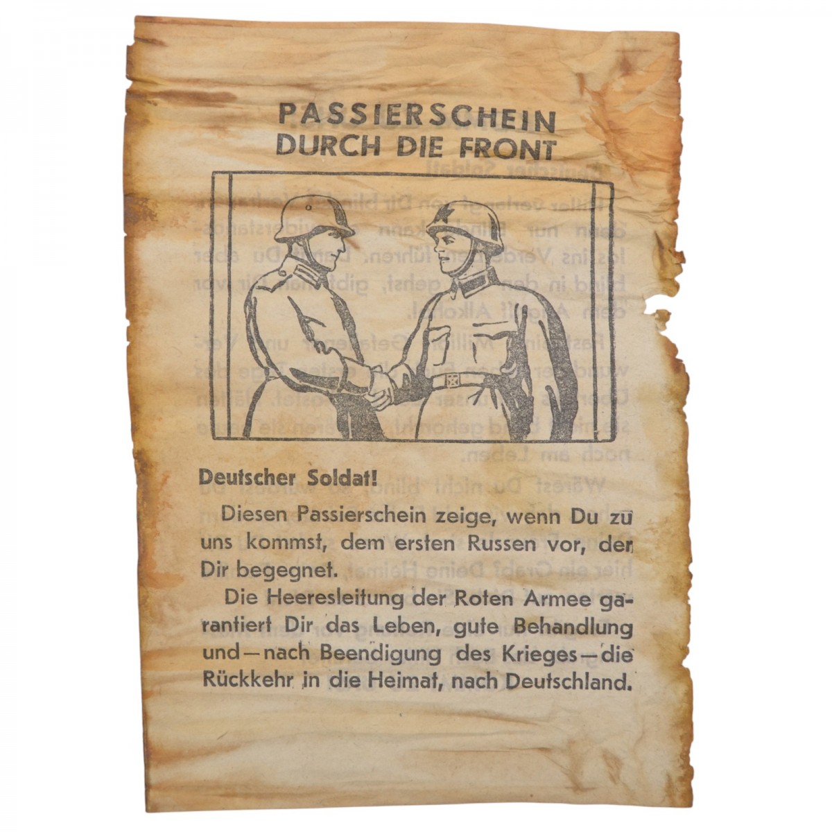 Soviet propaganda leaflet "A pass through the front", 1941