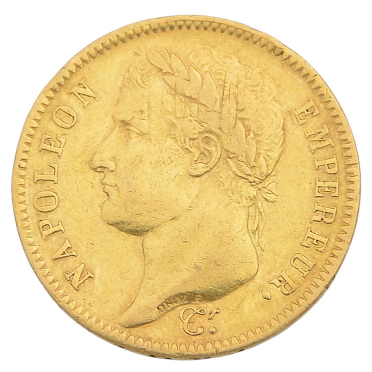 A 40-franc coin (double Napoleondor) from 1812.