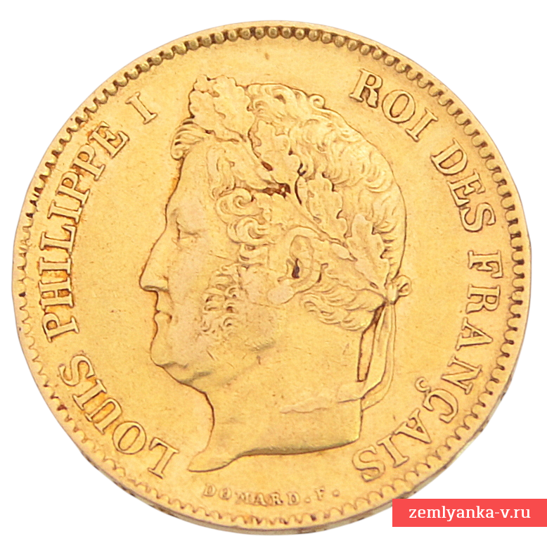 40-franc coin from 1834, Louis Philippe I (type "with laurel wreath")