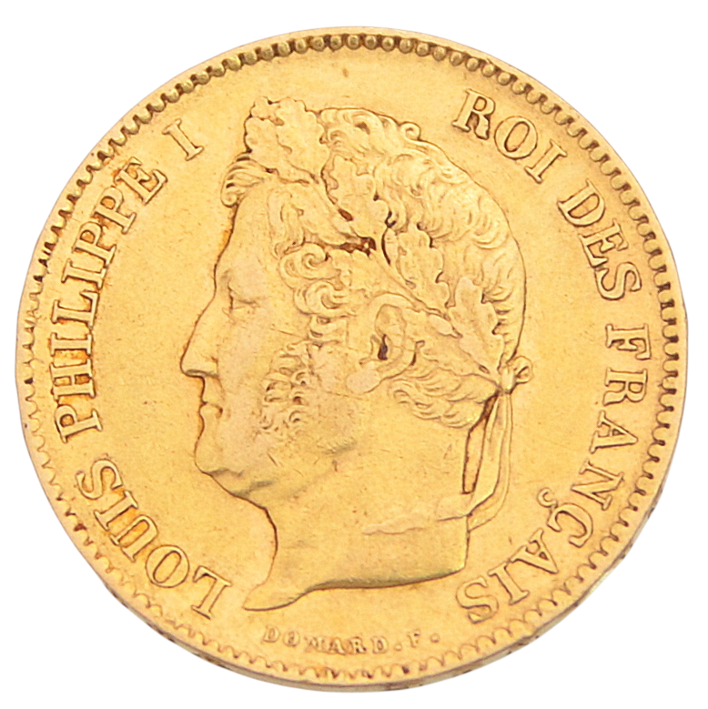 40-franc coin from 1834, Louis Philippe I (type "with laurel wreath")