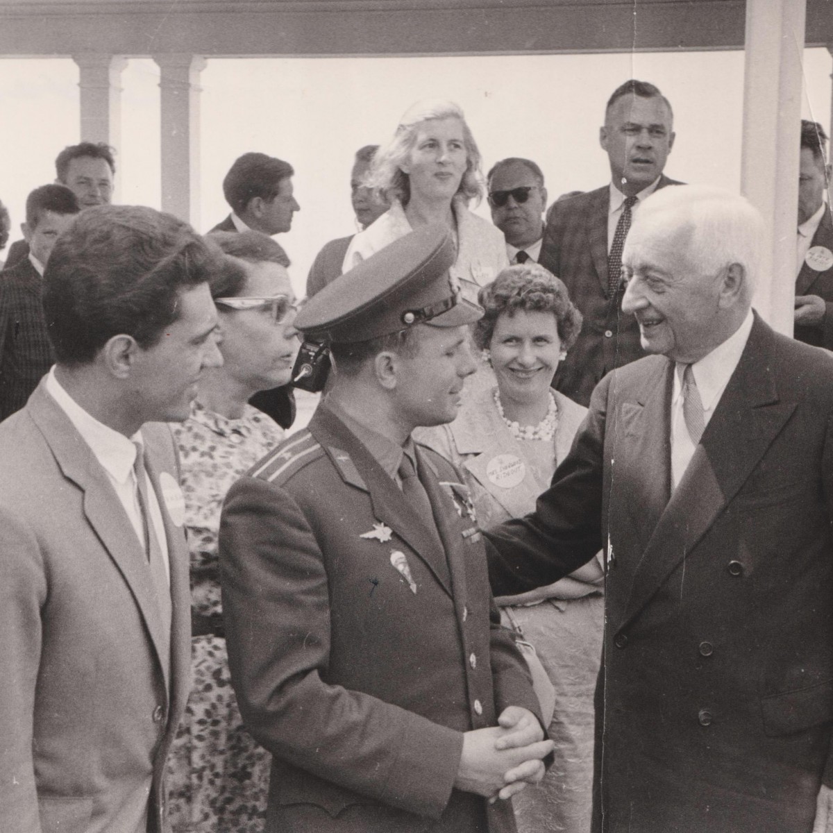 Photo of Yuri Gagarin with entrepreneur I. Cyrus in Canada, 1961.