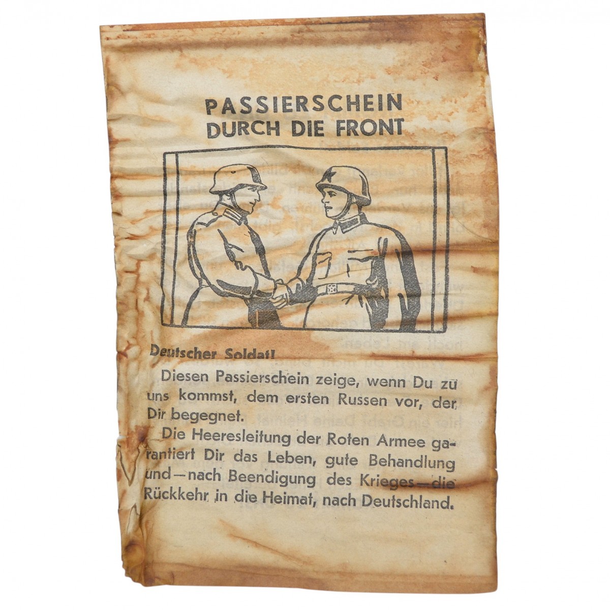 Soviet propaganda leaflet "A pass through the front", 1941