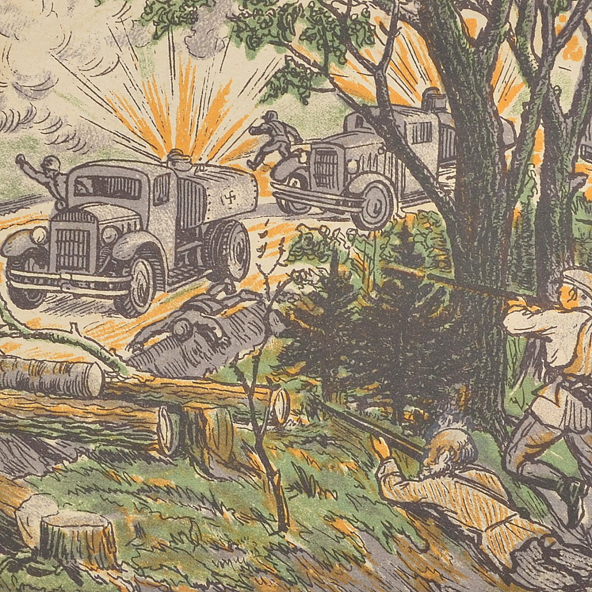 The postcard "The flame of the guerrilla struggle flares up"